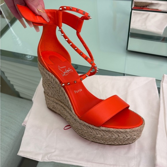 Authentic Christian Louboutin Chocozeppa Spikes 120 Vibrant Orange Platform - Picture 5 of 9